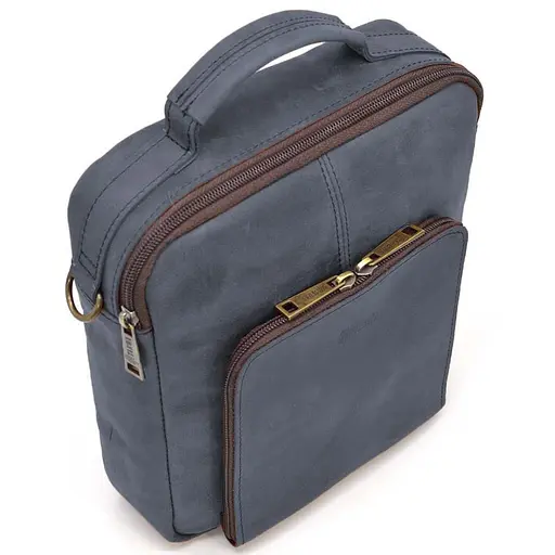 Чоловіча сумка на плече з кінською шкірою ручкою TARWA 24х26х9 см sum0028155 - фото 7