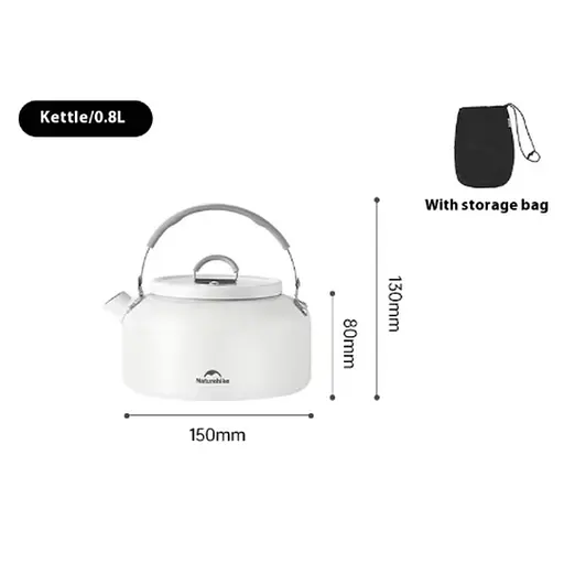 Чайник з керамічним антипригарним покриттям Naturehike CNK2450CF013 0.8л алюміній (Білий) - фото 3