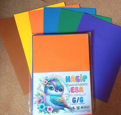 Набір фоамірану кольорового, А4, 2 мм, 6 аркушів, 6 кольорів ФЦ001/20