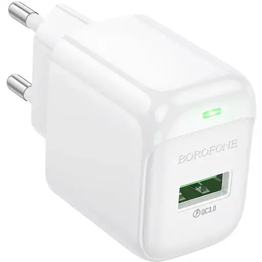 Мережевий зарядний пристрій Borofone BAS42A Potential single-port QC3.0 charger(EU) білий - фото 1