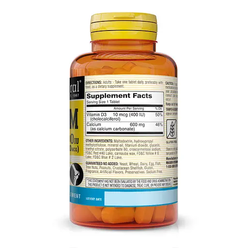 Вітаміни та мінерали Mason Natural Calcium 600 mg mg Plus Vitamin D3, 200 таблеток - фото 2