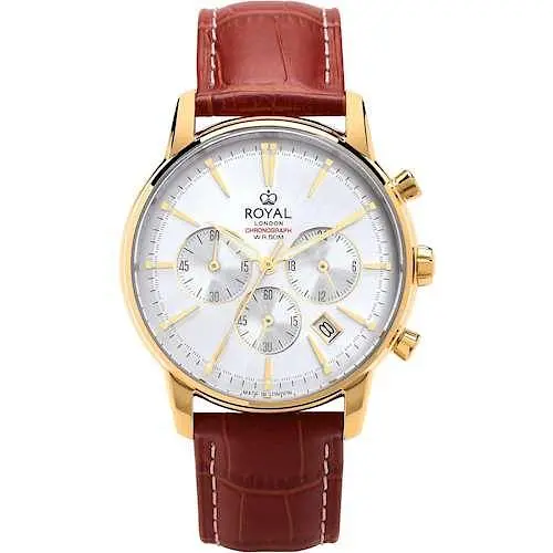 Мужские водонепроницаемые наручные часы Royal London 41396-03 кварцевые с кожаным ремешком