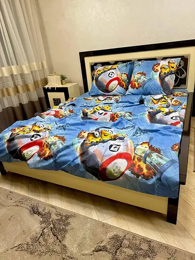 Постільна білизна бавовняна Міньйони Півтораспальна 150 x 220 Бязь 50 х 70 Синя