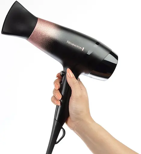 Фен Remington Rose Shimmer, 2200Вт, 3 режими, дифузор, іоніз-я, хол. обдув, чорно-рожевий - фото 4