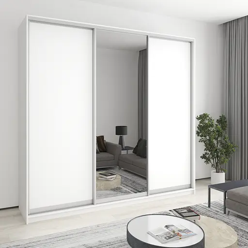 Шкаф-купе трехдверный MebelStar Комбо AL 2ДСП/Зеркало 250x45x240 см Аляска белый (MBS-2101)