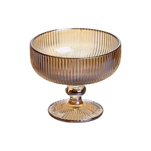 Набор креманок 6 штук по 340 мл ребристой из толстого стекла коричневый HP-19-227 креманка для мороженого фруктовых салатов десертов Yiwu HP-19-227 - фото 2