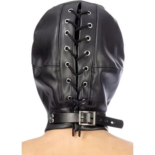 Капюшон для БДСМ Fetish Tentation Closed BDSM hood in LeaTherette - фото 2