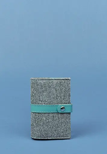 Женская фетровая обложка для паспорта 1.1 с кожаными бирюзовыми вставками - фото 2