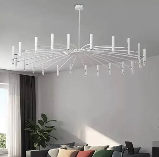 Современная белая трубчатая люстра с 18 регулирующими плафонами Ст. ST 01/18 WT | Line F - фото 1