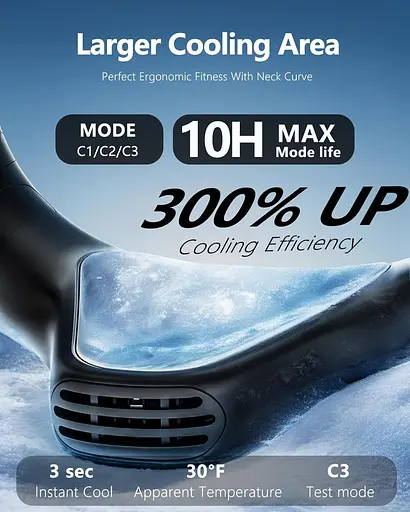 MGUP Шийний вентилятор Conditioner з 6 регульованими рівнями, охолоджувальний шийний вентилятор, що підтримує 360°, повітряний - фото 3