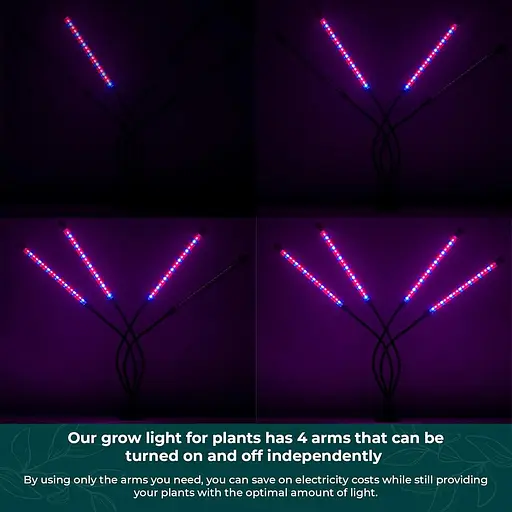 4-х важільний світлодіодний світильник Green Haven для кімнатних рослин 10 рівнів затемнення - фото 3