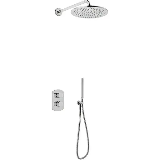 Душова система Kohlman Foxal 35 chrome з термостатом + BOX прихованого монтажу QW432FR35, Хром - фото 1