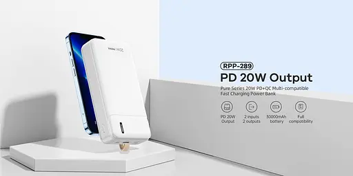 Зовнішній акумулятор REMAX Pure 30000mAh RPP-289 білий - фото 4