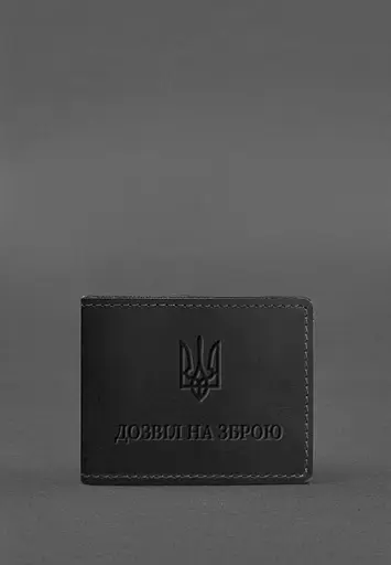 Кожаная обложка для разрешения на оружие черная Crazy Horse - фото 2