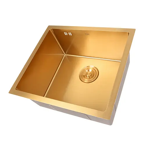 Кухонная мойка золотая из нержавеющей стали 50 см под столешницу Nett NG-5045, Золотой - фото 2