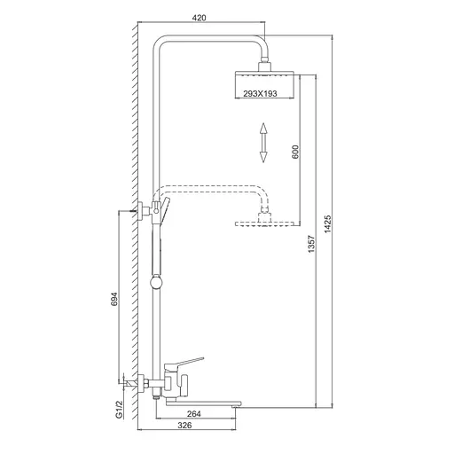 Душевая система Frap F2461, поворотный излив - переключатель на лейку, 3 режима, белый/хром - фото 9