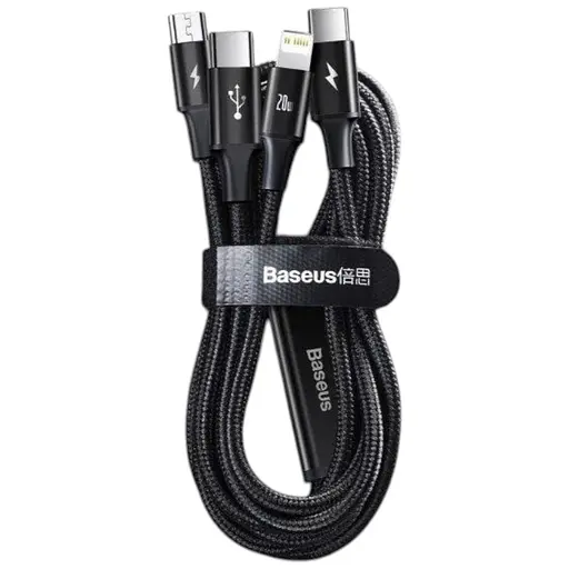Кабель Baseus Rapid 20W 3 в 1 Micro USB Type-C Lightning 1.5 м CAMLT-SC01