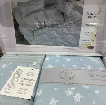 Постельное белье Laura Grand 33 04 сатин - евро комплект цвет голубой - фото 2