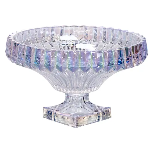 Фруктовниця із товстого скла 29 см на квадратній ніжці rainbow Yiwu HP-19-150RB - фото 3