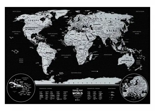 Скретч карта мира 1DEA.me Travel Map Weekend Black World (silver) (англ.) (13073) - фото 2