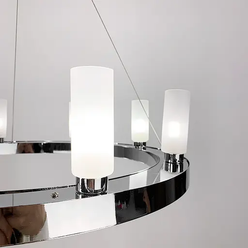 Подвесная серебряная кольцевая люстра RENNES ROUND 80 см 12 плафонов Line.F MJ 111-800 - фото 2