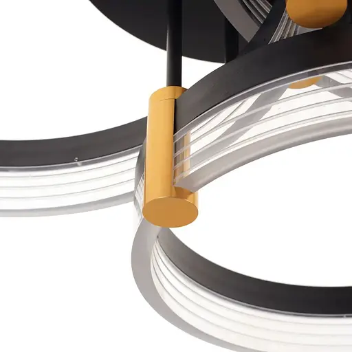 Люстра стельова Brille в спальню LED 74W WW+NW+CW BK/G (WBL-57C/3) - фото 3