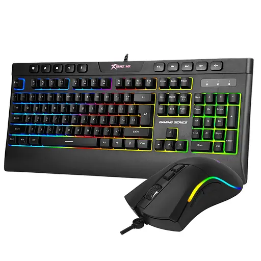 Клавіатура ігрова XTRIKE GAME KEYBOARD Провідна геймерська клавіатура, мембранна клавіатура, клавіатура з підсвічуванням RGB + мишка ігрова у подарунок