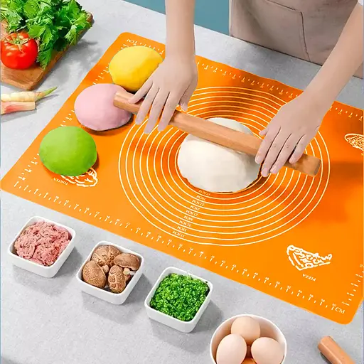 Силиконовый кондитерский коврик для раскатки теста 45х64 см, A-plus Оранжевый 86882 - фото 3