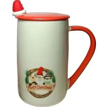 Кружка новогодняя Olens 8030-293-1 Рождественское утешение с крышкой и ложкой керамика 430мл Белая - фото 1