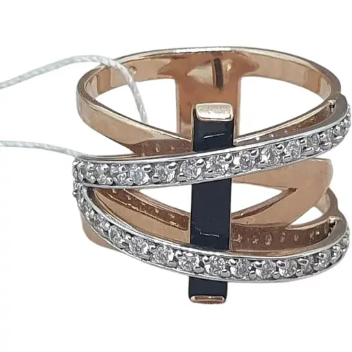 Золотое кольцо Tango с агатом и фианитами. 379602 20,5