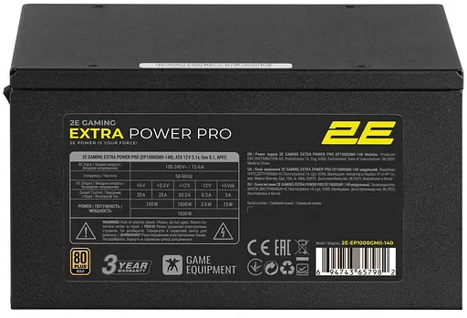 Блок живлення 2E GAMING Extra Power Pro 1000W ATX 3.1 80+ Gold (2E-EP1000GMII-140) - фото 2
