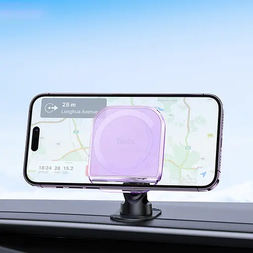 Автотримач Hoco H43 Crystal ring magnetic (center console) Romantic purple - фото 3