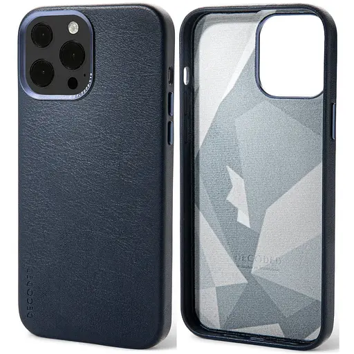 Оригинальный противоударный кожаный чехол Decoded Leather Case MagSafe для iPhone 13 Pro (6.1") Matt Navy Blue - фото 10