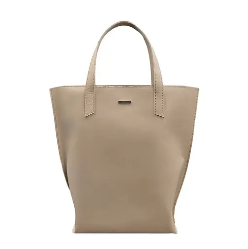 Шкіряна жіноча сумка шоппер D.D. світло-бежева краст - фото 7