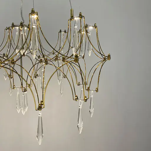 Дизайнерська невагома золота люстра із кришталем Ø 65 см | Арт. MJ203-600 Titanium | Line F - фото 3