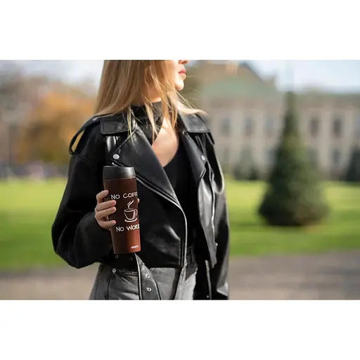 Термокружка Ardesto Coffee Time 450 мл нержавеющая сталь коричневая - фото 4