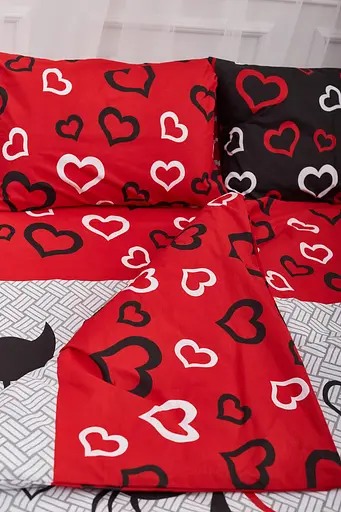 Комплект постільної білизни Moon&Star полуторний 143х210 наволочки 4х70х70 Love Cats Бязь Gold Люкс - фото 4