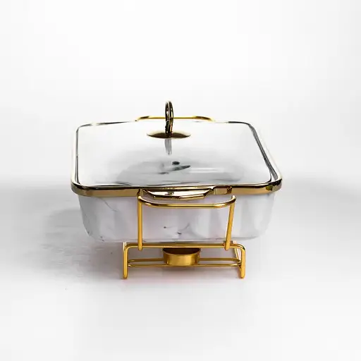 Мармитница фарфоровая Yiwu 2 л прямоугольная на подставке с подогревом 40х22.5х15.5 см мармит на подставке для первых блюд ML-77A-15 - фото 3