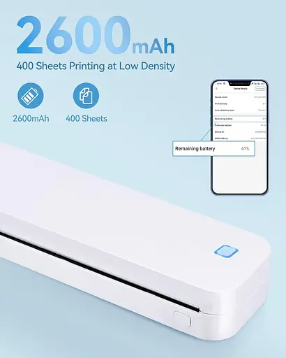 Беспроводной портативный принтер LIGHTWISH для путешествий, термопринтер без чернил D80, поддержка 8,5" X 11" US Letter - фото 2