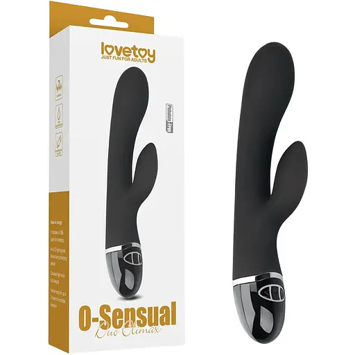 Вібратор кролик Lovetoy O-Sensual Clit Duo Climax 21 см чорний