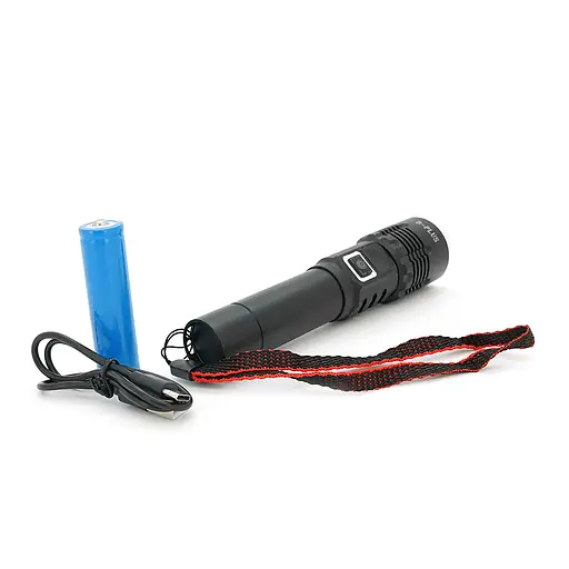Ліхтарик BP-C16 P50, Zoom, 1 режим, корпус метал, акум 18650, індикація заряду, USB кабель, BOX - фото 3