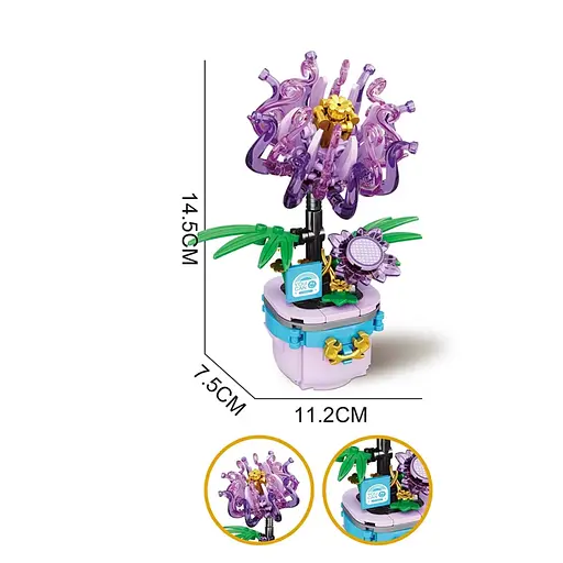 Конструктор Квітка в горщику, 33024-5-6-7, від 152 деталей, від 12.5 см, (В асортименті) - фото 3