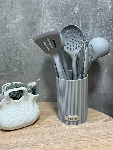 Набір кухонного приладдя Magio MG-1129 із підставкою 8 предметів Сірий - фото 7