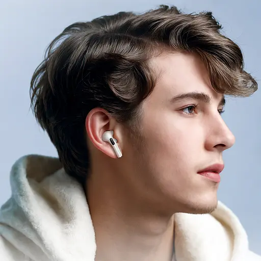 Наушники BOROFONE BW76 Brocade true wireless ANC шумоподавление сенсорный экран BT гарнитура Champagne White - фото 9