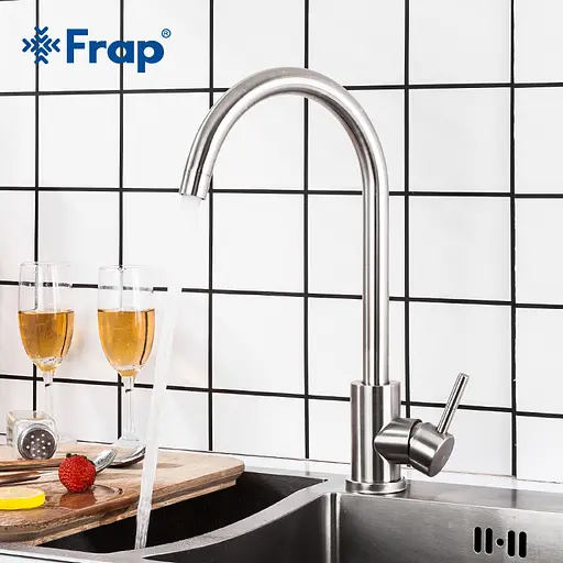 F40899 (H899) Змішувач для кухні НЕРЖ. U-гусак гайка Ø35 Frap 1/10 Нержавіюча сталь - фото 2