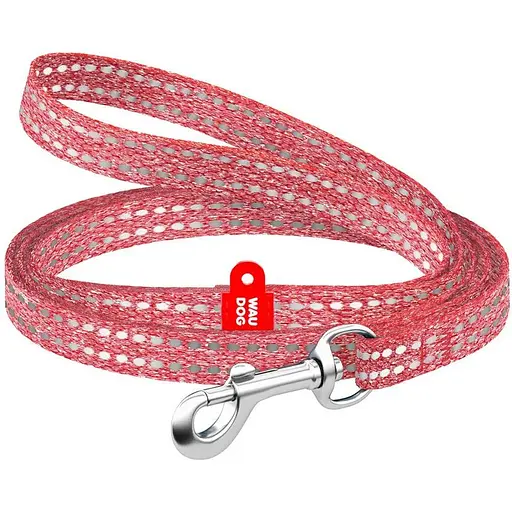 Повідець для котів та дрібних порід собак Waudog Re-cotton з відновленої бавовни світловідбиваючий, XS червоний