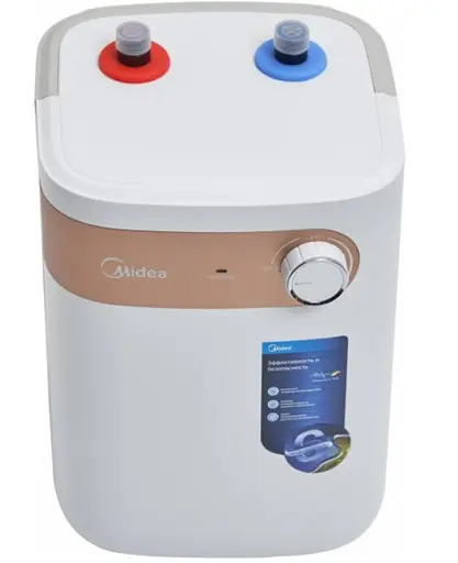 Водонагреватель Midea под мойку 5 л, 1.6 кВт, мокрый ТЭН, вертикальный, прямоугольный, белый (D06-15A(U)) - фото 2