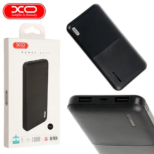 Портативний зовнішній акумулятор XO PB70 13000 mAh Power Bank (Чорний) - фото 6