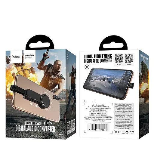Перехідник-підставка Hoco Apple to dual Lightning digital audio converter Le Tour LS22 2A - фото 2