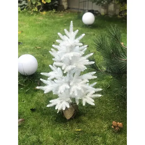 Ялинка Hvoya Classic лита 70 см в мішковині біла - фото 3